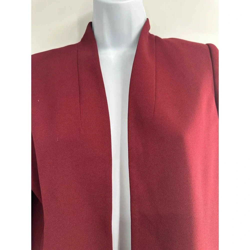 Calvin Klein Petite Jacket  Burgundy Collarless Open Front Jacket 8P NWT‎